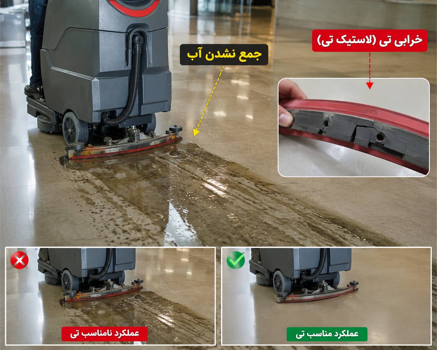 خرابی لاستیک تی اسکرابر